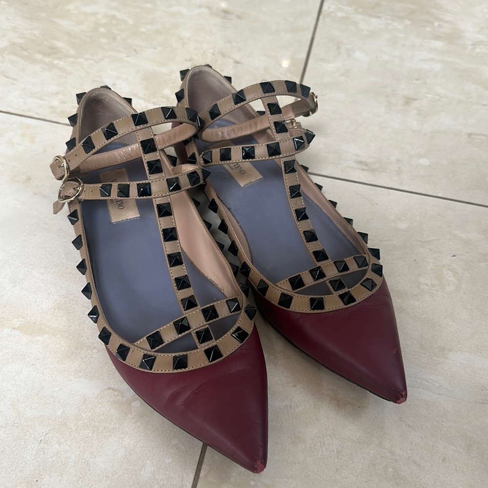 Valentino Garavani Shoes Valentino Patent Rockstud Caged Ballet Flat